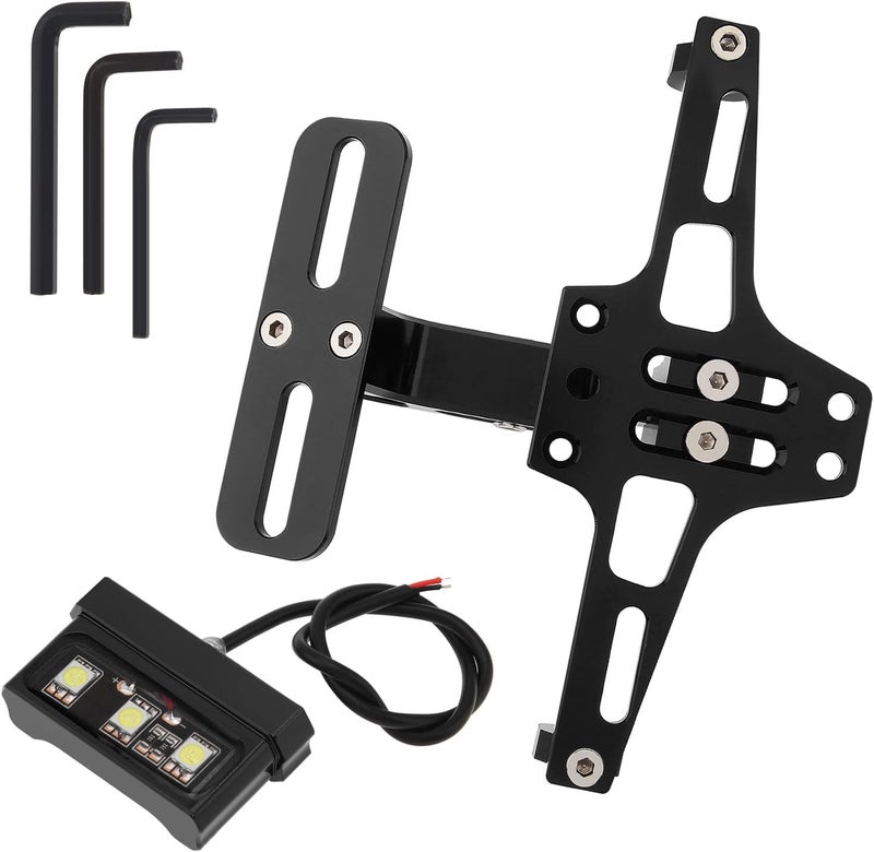Windance Motorcycle License Plate Bracket,Universal Adjustable Fender Eliminator Kit, CNC Aluminum Tail Tidy holder with LED light (Black) - Image 3